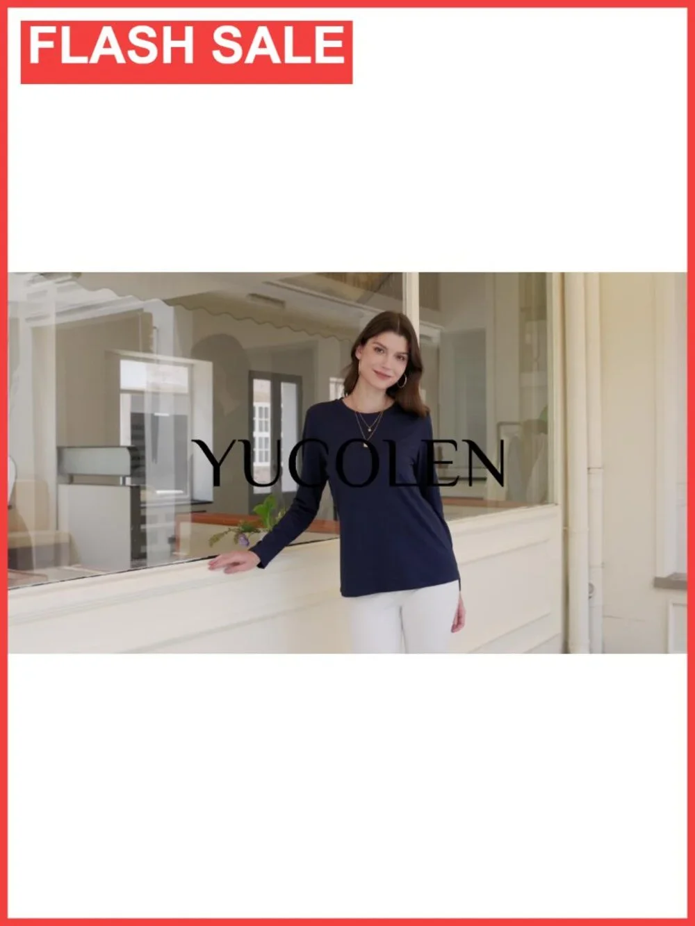 Women's Cotton Long Sleeve Crew Neck T-Shirt Soft Regular Fit Fall Top
